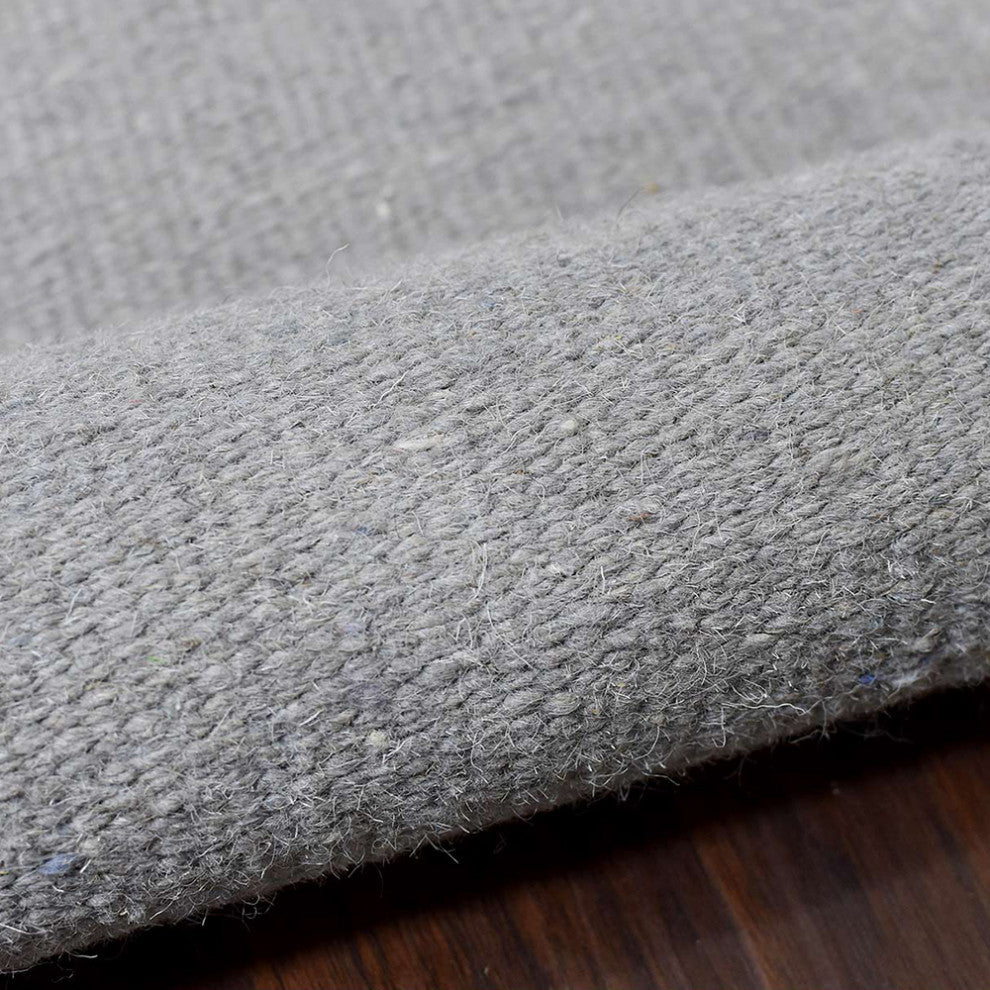 HAND WOVEN FLAT WEAVE KILIM WOOL ECO-FRIENDLY AREA RUGS-Solid,Light Silver