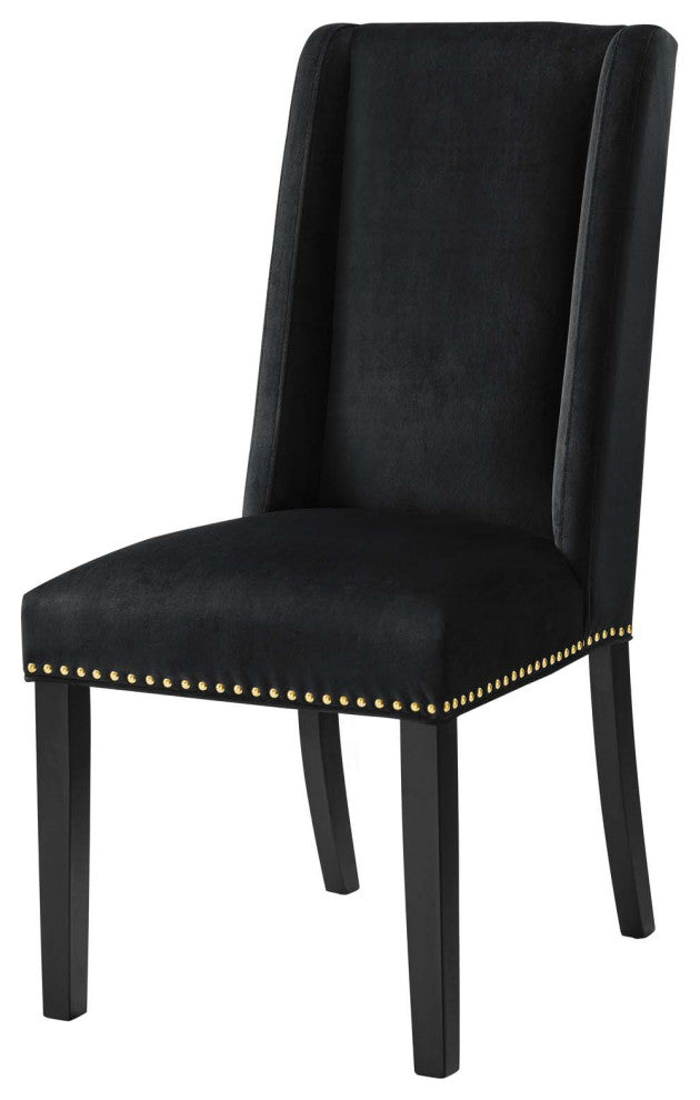 Dining Chair, Nailhead, Set of 2, Black, Velvet, Modern, Bistro Hospitality