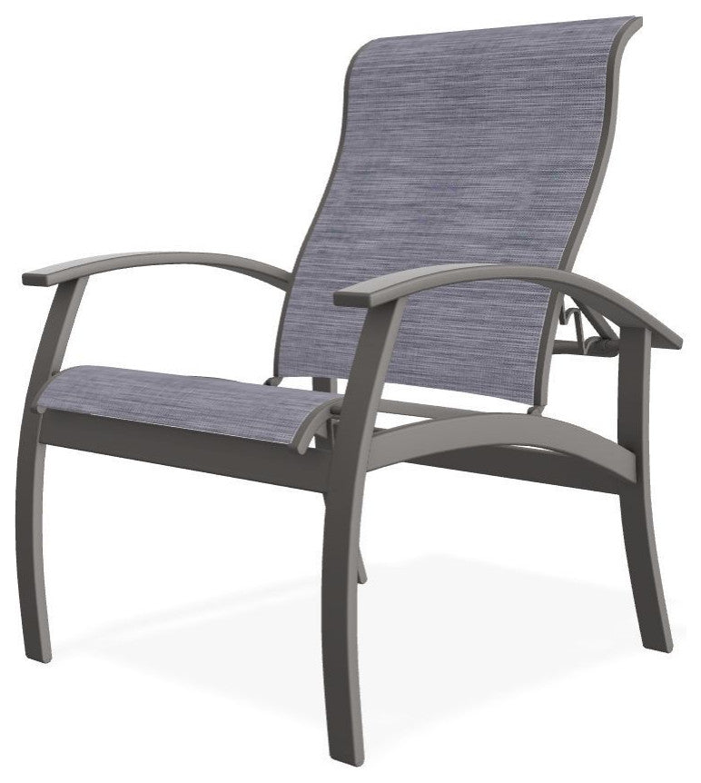 Belle Isle Sling Adjustable Outdoor Dining Chair, Brooks/Warm Gray