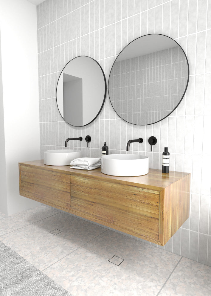 Round Black 28" Stainless Steel Framed Mirror, Black