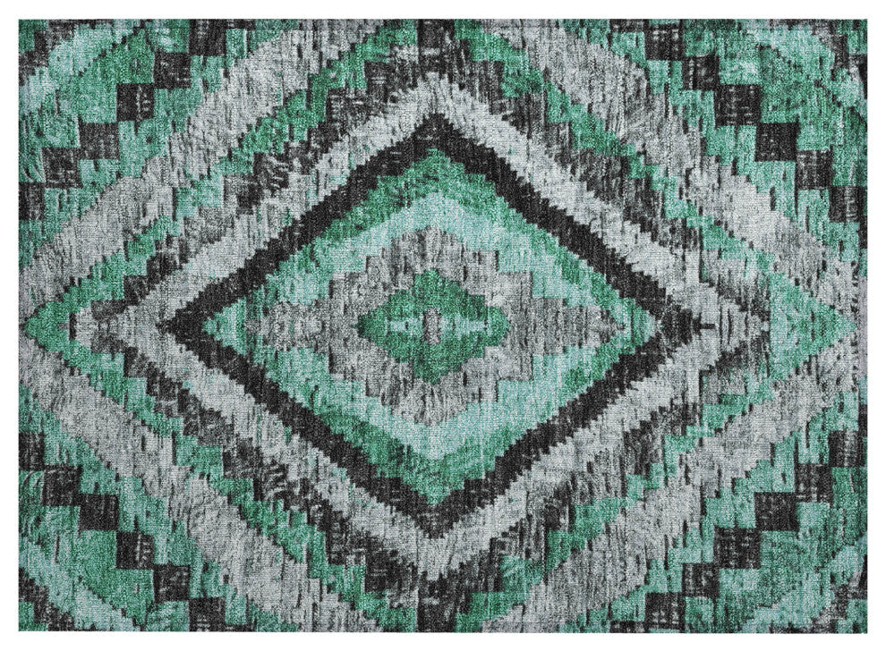 Machine Washable Indoor/Outdoor Chantille ACN1890 Teal 1'8" x 2'6" Rug