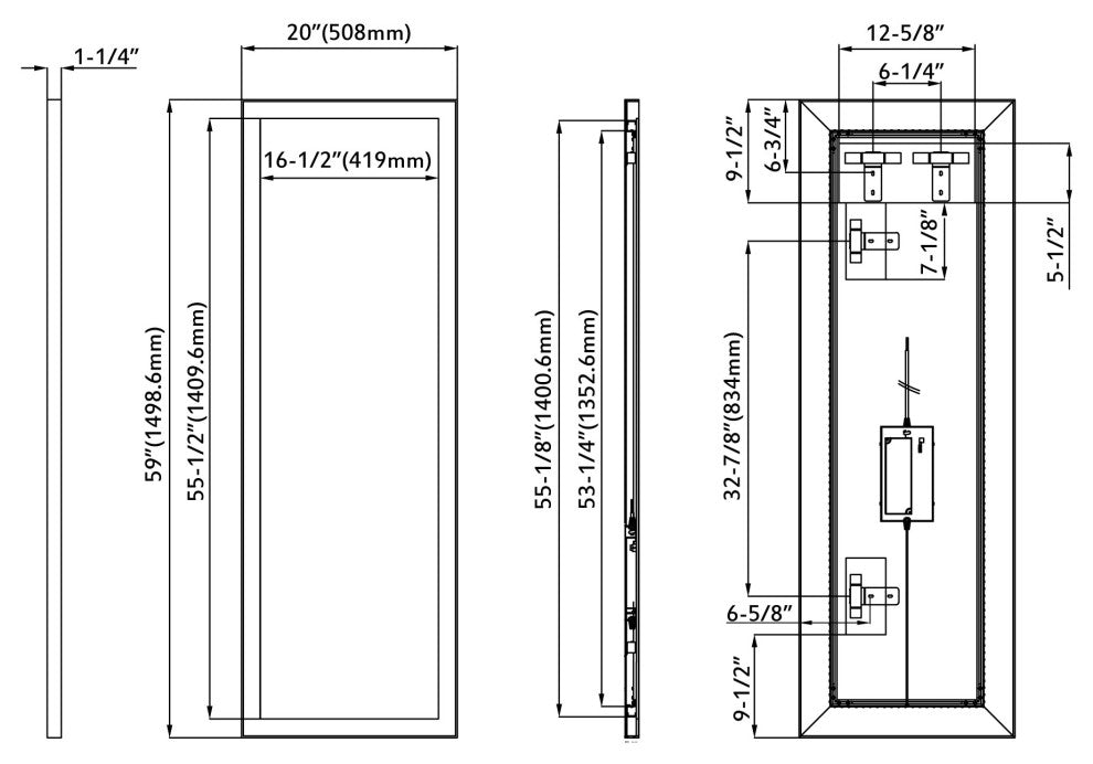 Williams LED Mirror - White, 20"w X 60"h X 1"d