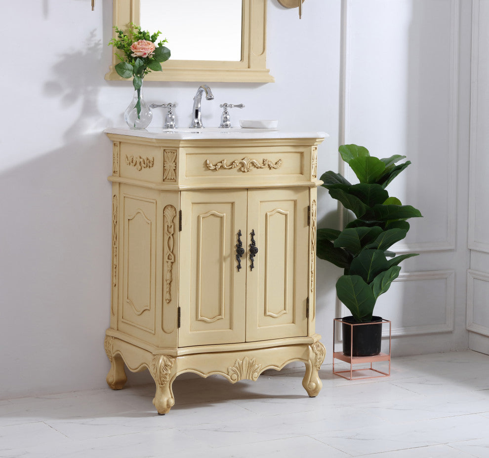 Bathroom Vanity, Light Antique Beige, 24", Single Sink