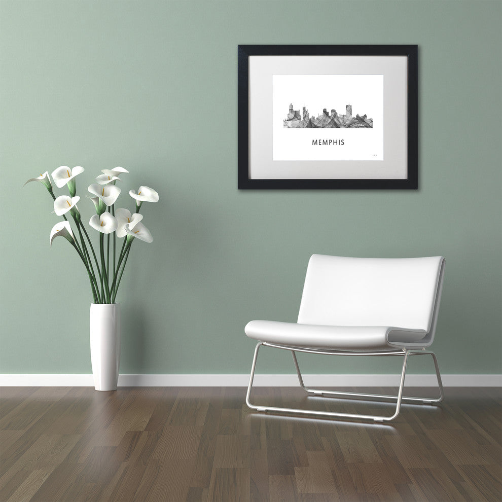 Marlene Watson ''Memphis Tennessee Skyline'' Matted Art, Black Frame, White, 20x16