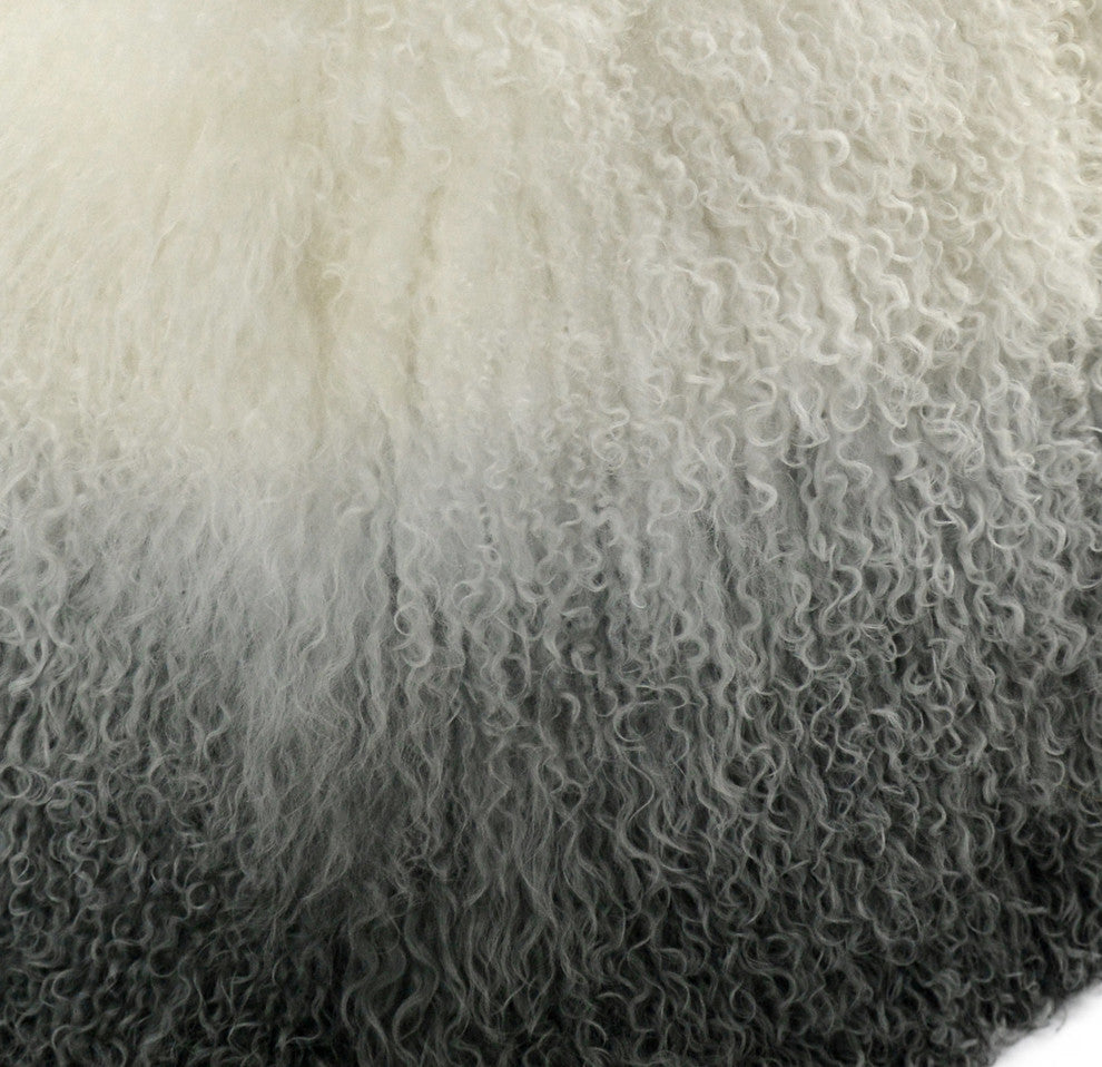 Tibetan Sheep White to Grey Pouf - White
