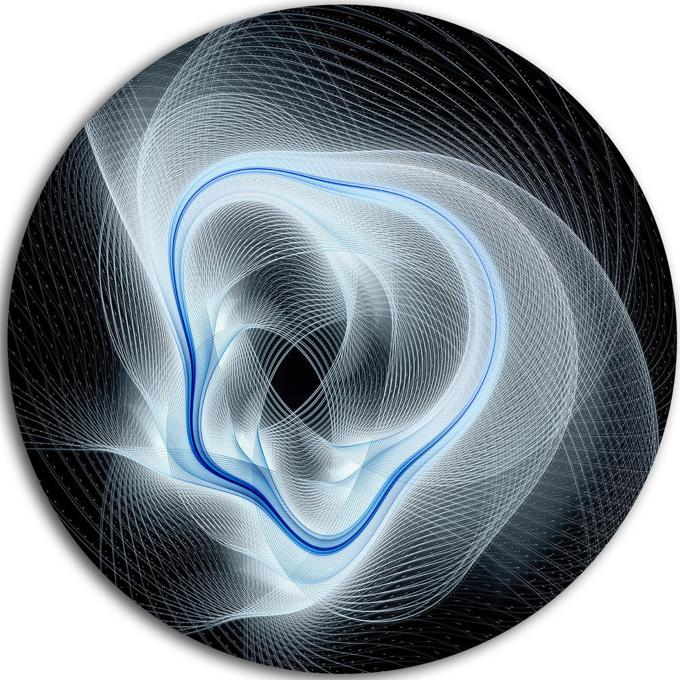 Light Blue Abstract Fractal Flower, Floral Disc Metal Wall Art, 23"