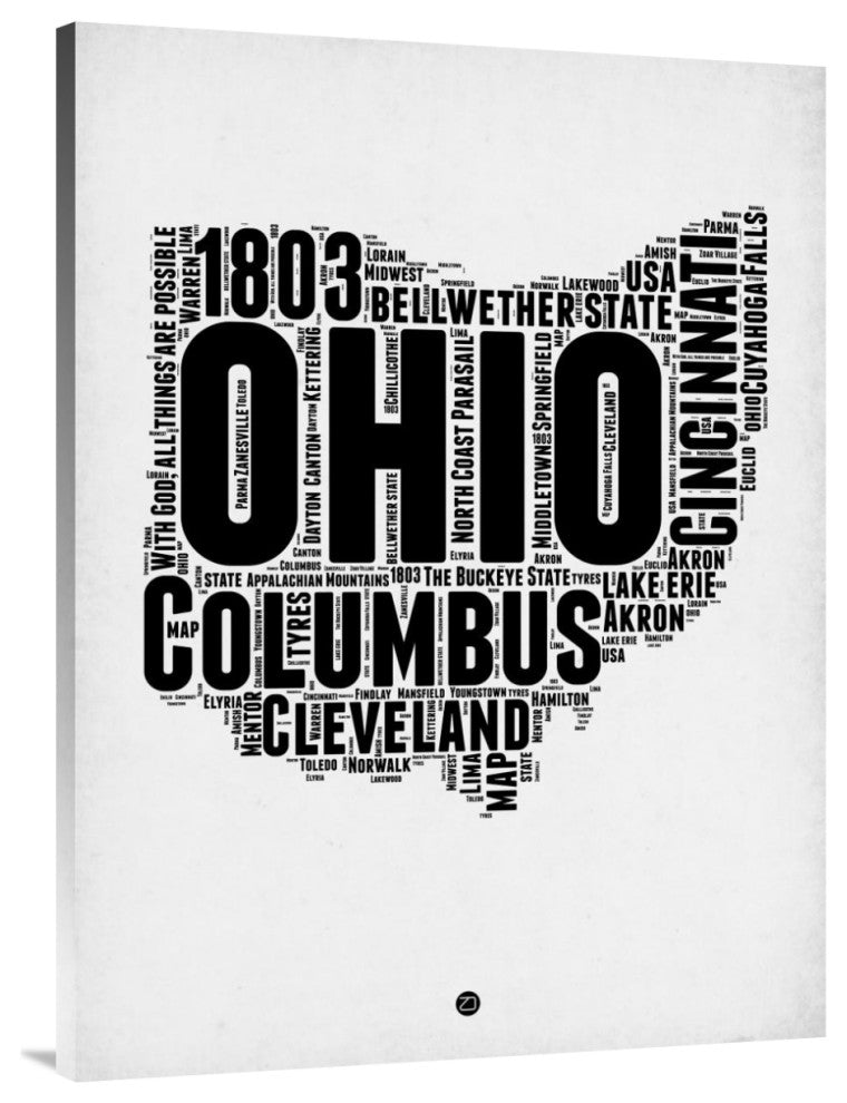 "Ohio Word Cloud 2" Fine Art Print