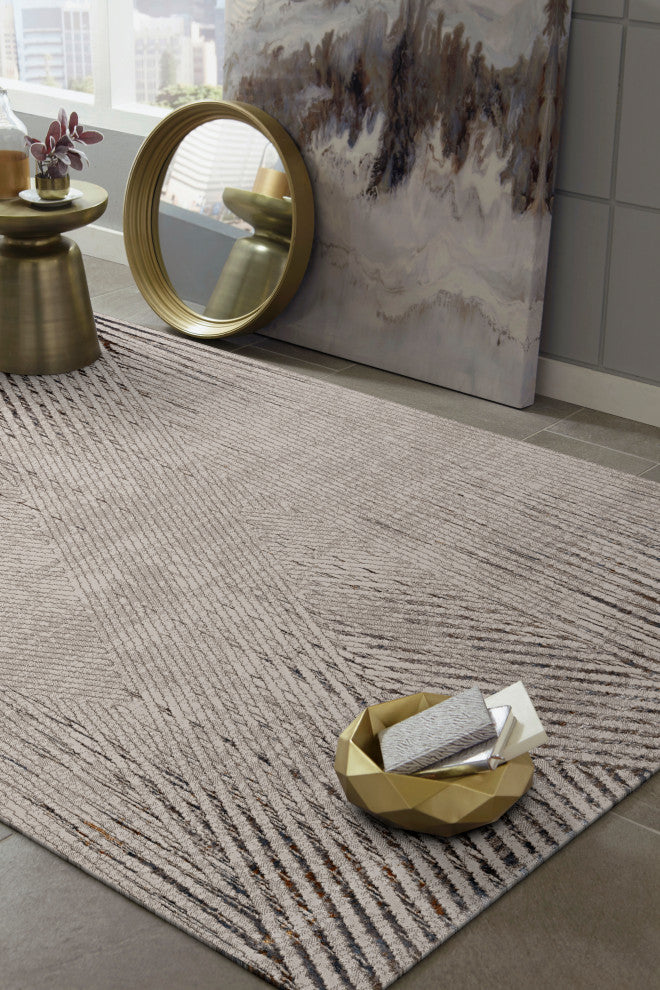 KAS Inspire 7504 Ivory/Gray Parker Area Rug, 5'3"x7'7"