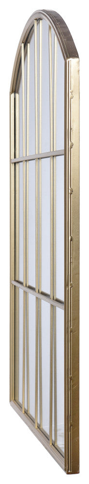 Iuka Farmhouse - Metal Window Pane Wall Mirror - Bright Gold Finish