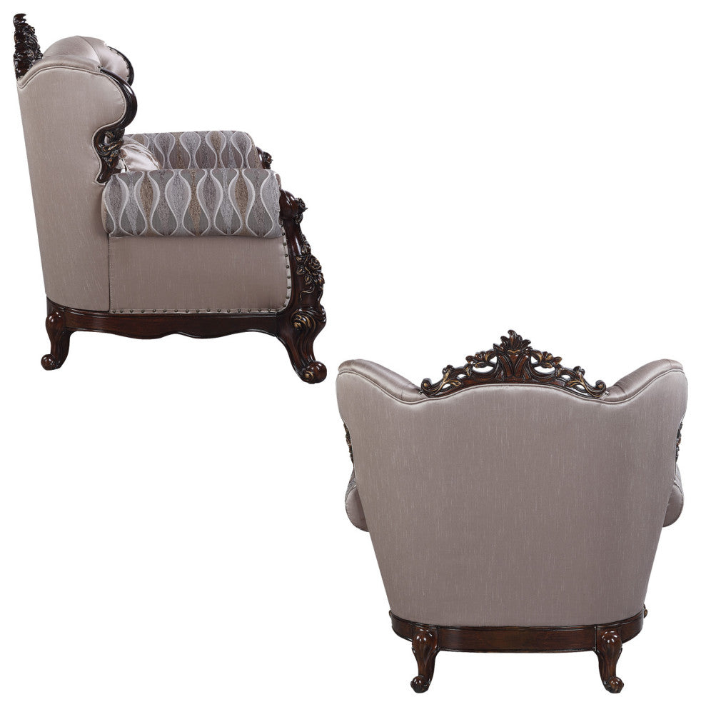 Lv00811 Chair With Pillow, Fabric and Antique Oak Finish Benbek