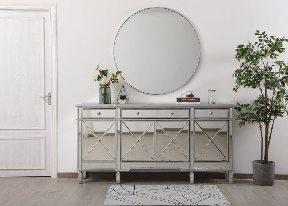 Cosmo 72" Mirrored Credenza, Silver