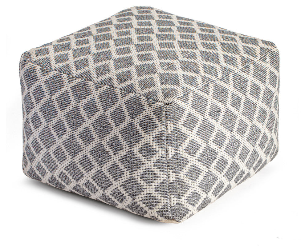 South Grand Gray 22" x 22" x 16" Gray and Ivory Pouf