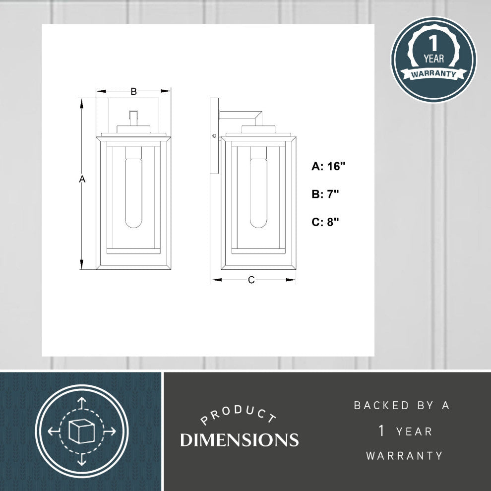 Filmore 1-Light Textured Black Transitional Outdoor Wall Lantern Clear Glass