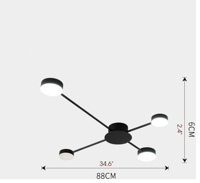 Carouge | Cruciform LED Ceiling Chandelier, Black, 4 Heads