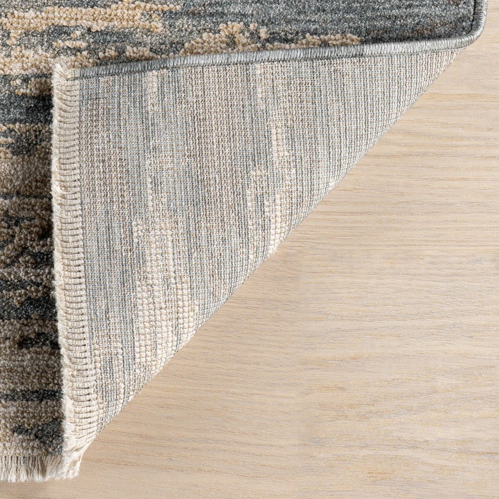 Fiadh Abstract Fringe Area Rug, Blue 9'x12'
