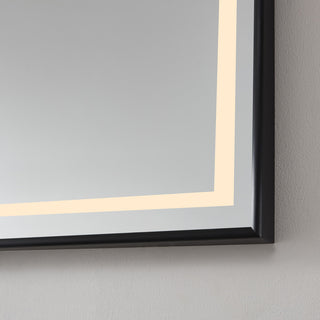 Horizontal Rectangular LED Wall Mount Bathroom Mirror, Black, 72"