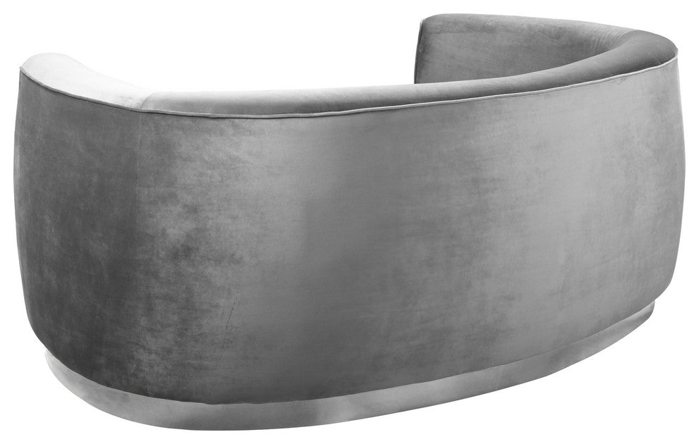 Julian Velvet Upholstered Loveseat, Gray, Chrome Base