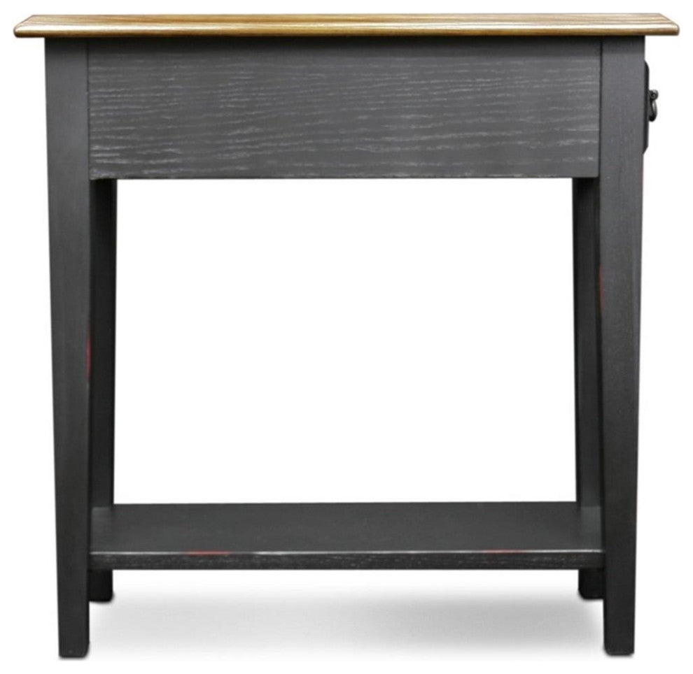Leick Furniture Chairside Wood End Table in Slate Black Finish