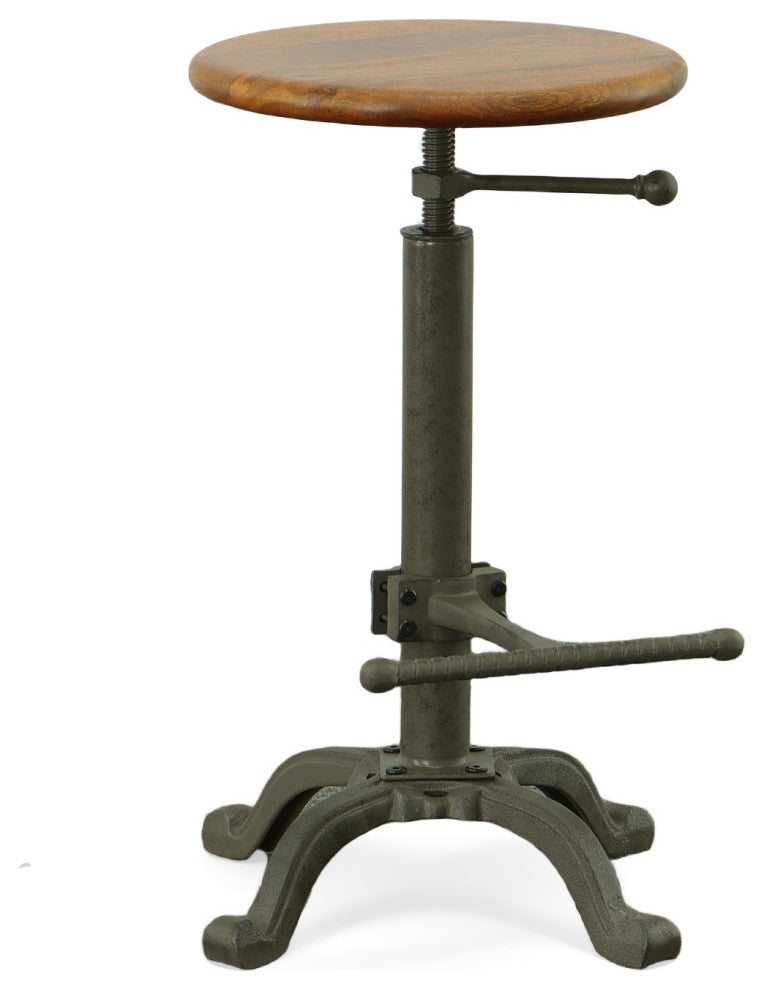 Justin Adjustable Stool, Chestnut/Industrial