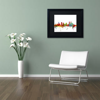 "Denver, Colorado Skyline" Matted Framed Canvas Art by Michael Tompsett