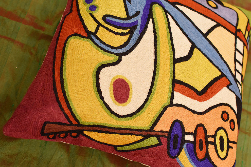 Bass Dance by Alfred Gockel Accent Pillow Cover Handmade Wool 18x18"