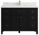 Sonoma 48 Single Sink Reeded Bath Vanity in Black 2" Calacatta Laza