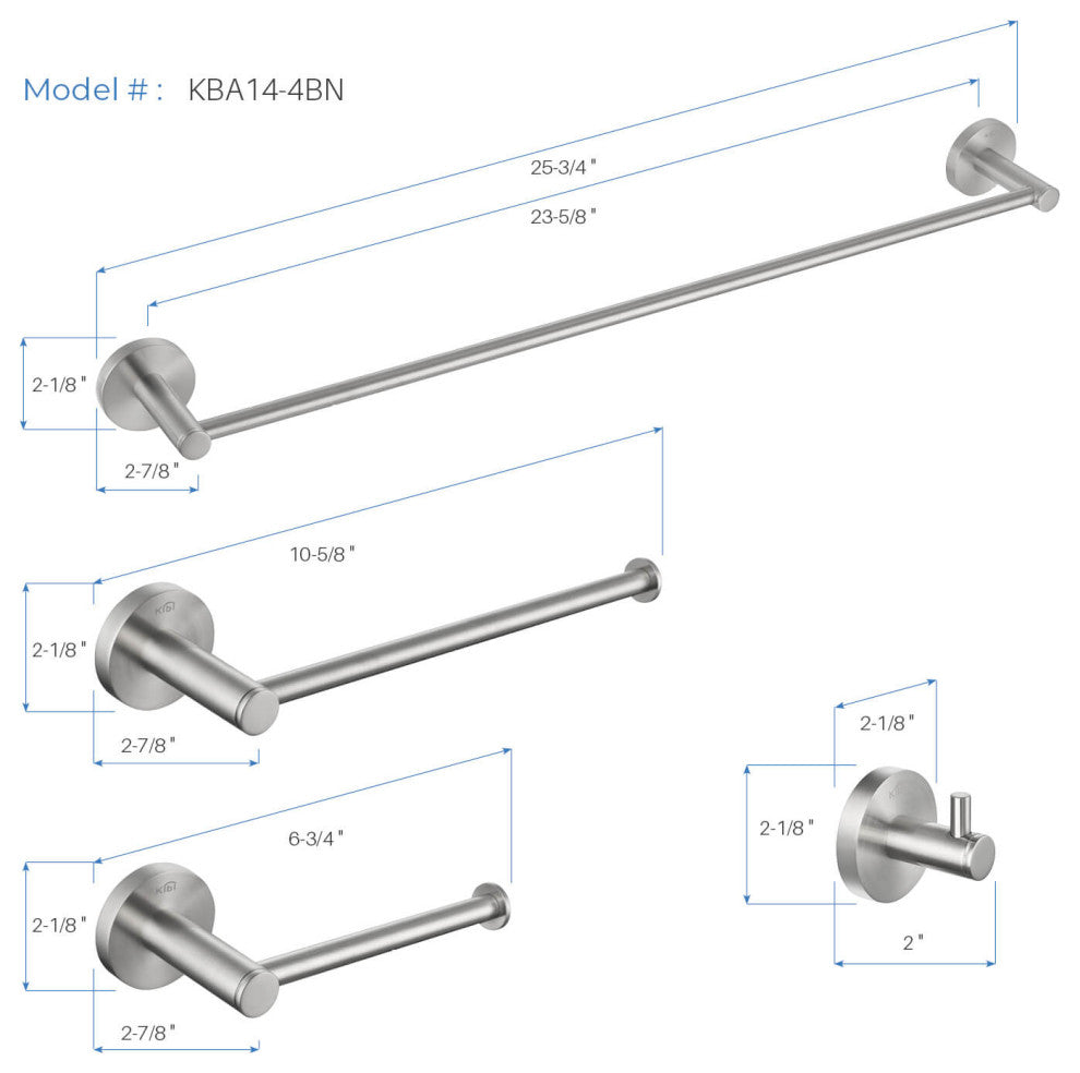 Circular 4 Piece Hardware Set, Brush Nickel