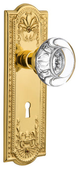Meadows Plate With Round Clear Crystal Knob, Unlacquered Brass