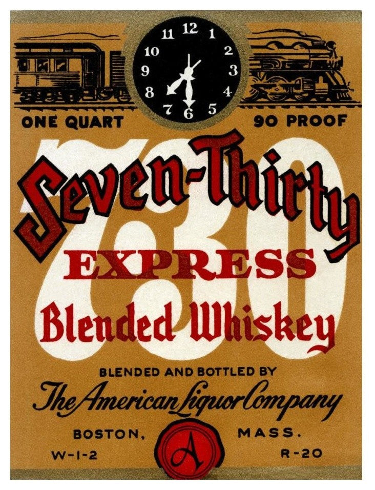"Seven-Thirty Express Blended Whiskey" Print by Vintage Booze Labels, 19"x24"