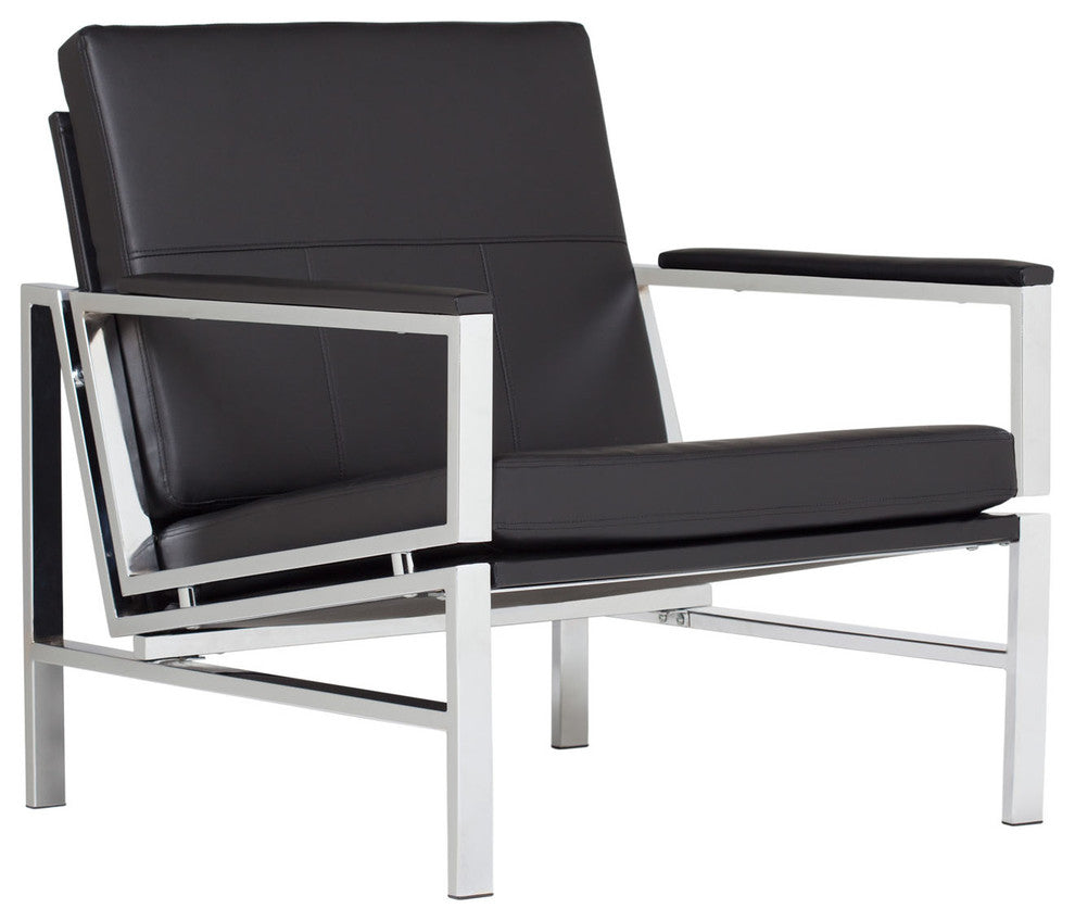 Atlas Bonded Leather Lounge Chair, Black
