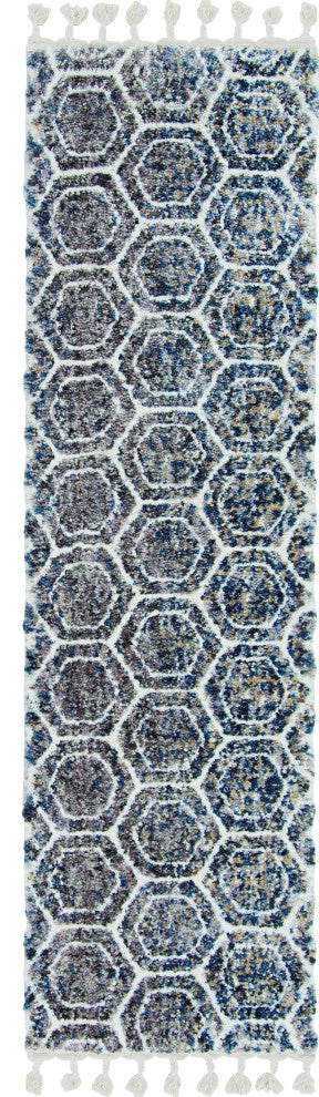 5'x8' Grey Ivory Machine Woven Space Dyed Geometric Bohemian Indoor Area Rug