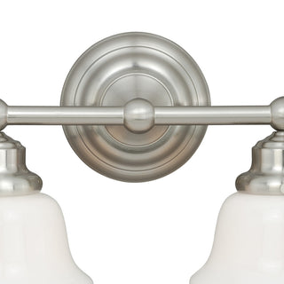 Huntley 2-Light Vanity Milk Glass Satin Nickel