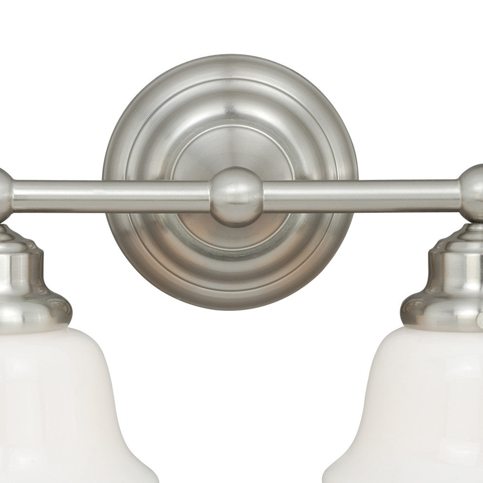 Huntley 2-Light Vanity Milk Glass Satin Nickel
