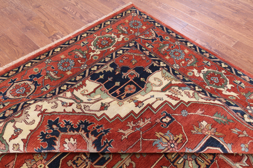 9' 11" X 13' 8" Handmade Heriz Serapi Wool Rug - Q16010