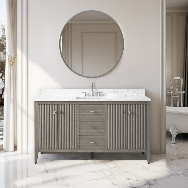 Vanity Art Freestanding Vanity, Driftwood Gray, 60", Single Sink, Brushed Nickel