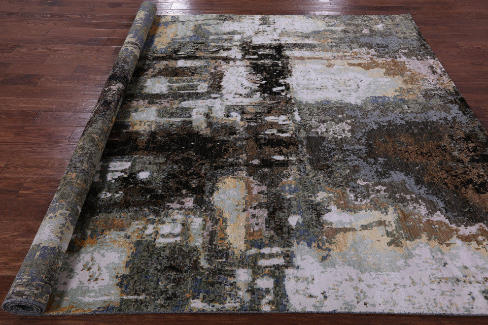 8' 0" X 9' 11" The Lake House Design Handmade Wool and Silk Modern Rug Q6849