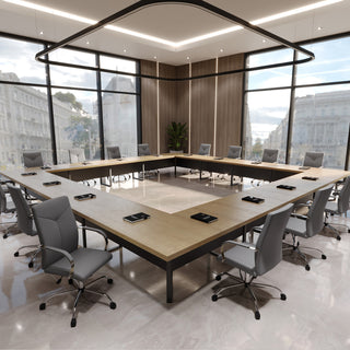 LeisureMod Sonora High-Back Adjustable Leather Conference Chair, Gray