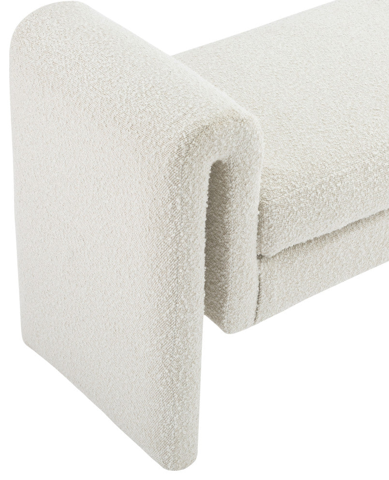 Stylus Boucle Fabric Upholstered Bench, Cream, 31.5" Wide