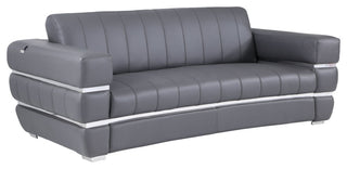 Ferrara Genuine Italian Leather Modern Sofa Dark Gray