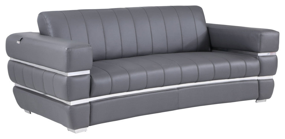 Ferrara Genuine Italian Leather Modern Sofa Dark Gray