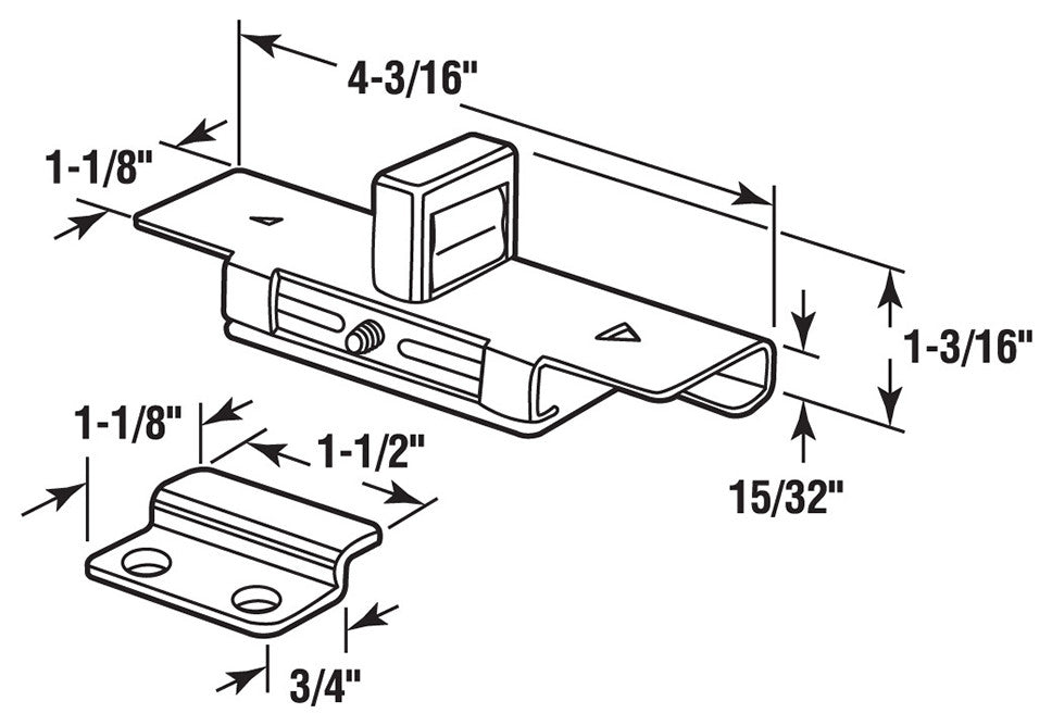 Surface Slide Latch and keeper, for Inswing Doors, Satin Stamped Stainless Steel
