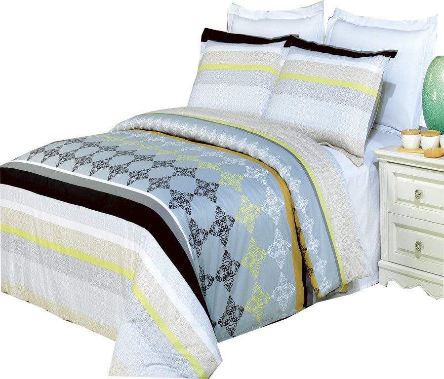 South Gate Printed 3-Piece 100% Cotton Duvet Cover Set, Full/Queen