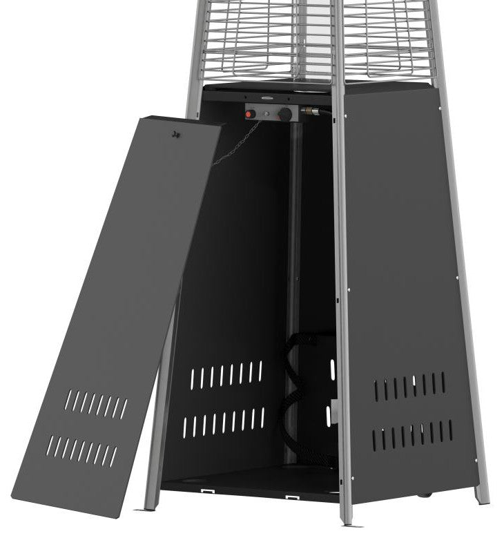 Sol Patio Outdoor Stainless Steel Pyramid 42,000 BTU Propane Heater With Wheels, Black