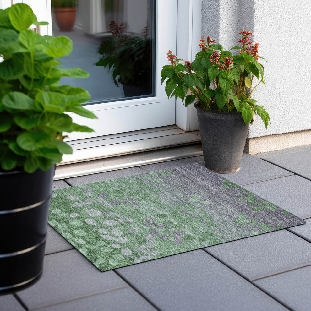 Machine Washable Indoor/Outdoor Chantille ACN1900 Green 1'8" x 2'6" Rug