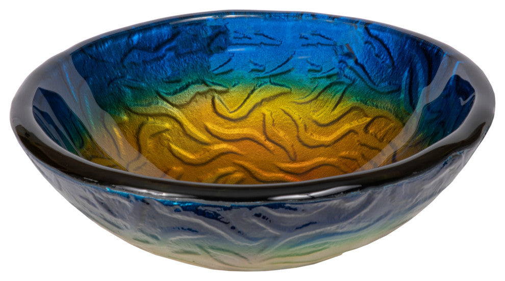 Eden Bath EB_GS41 Single Bowl True Planet Tempered Glass Vessel Sink In Blue