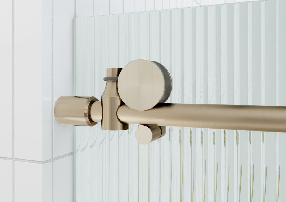 Galaxy 60"x60" Frameless Glass Sliding Bathtub Doors, Brushed Bronze, Right