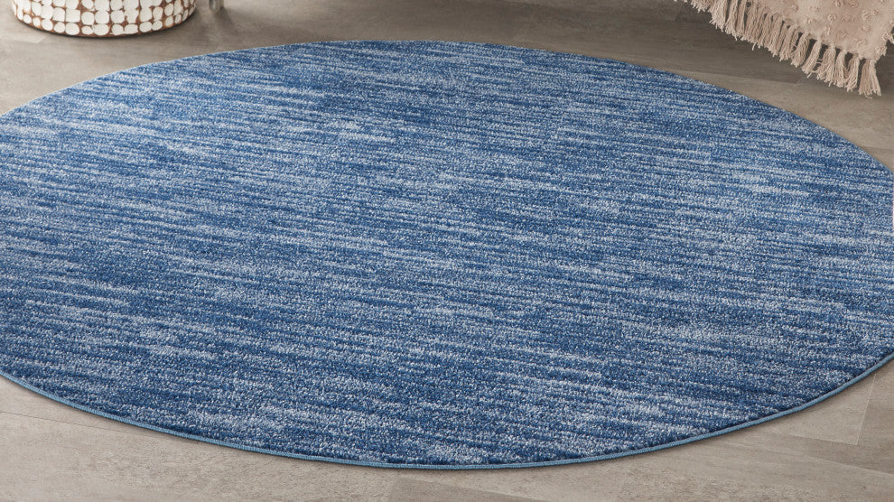 Nourison Essentials 6' x Round Navy Blue Outdoor Area Rug