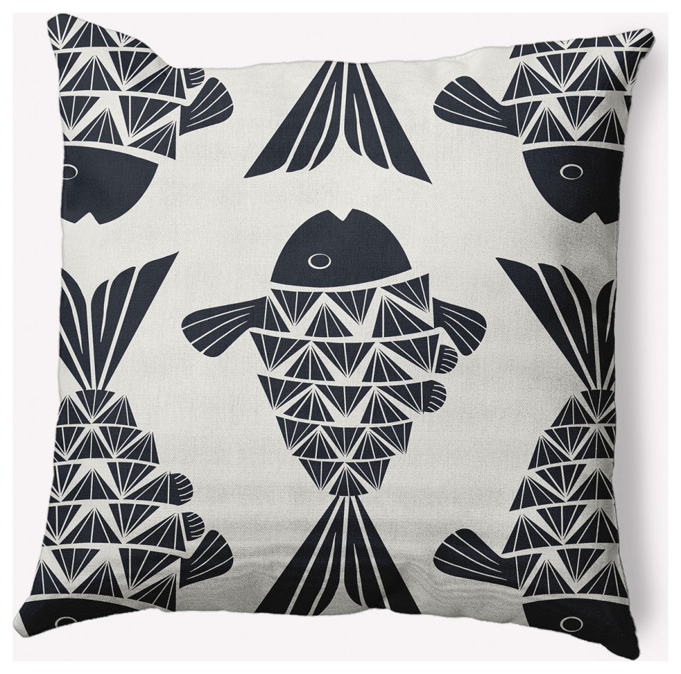 26x26" Big Fish Nautical Decorative Indoor Pillow, Shark Blue