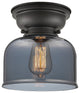 Large Bell 1-Light Flush Mount, Matte Black, Plated Smoke