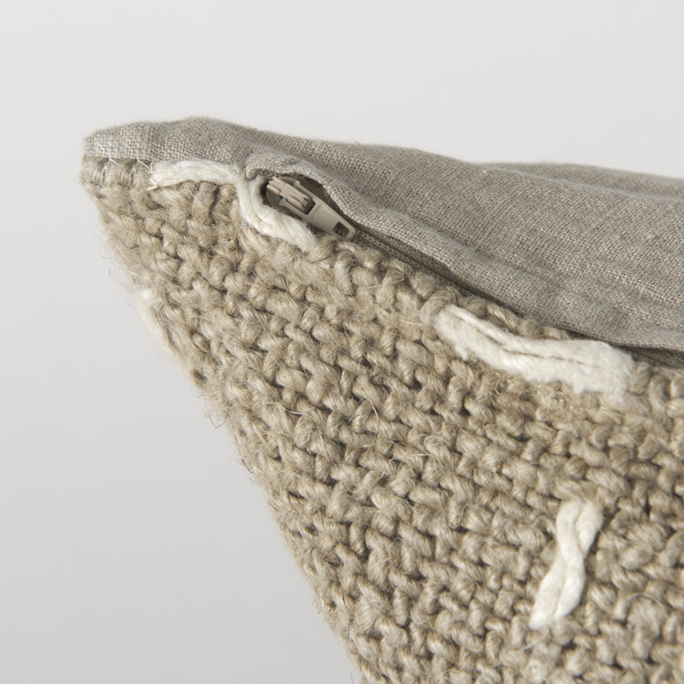 Rustic Sand and White Square Decorative Pillow Cover